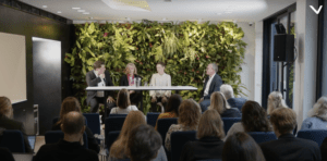 Paneldiskussion på Sveriges forsknings- och innovationskontor i Bryssel (SWERI) (bild tagen från inspelningen av seminariet)