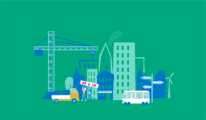 Byggarbetsplats i stad